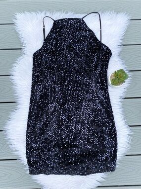 Express Sequin Black Dress